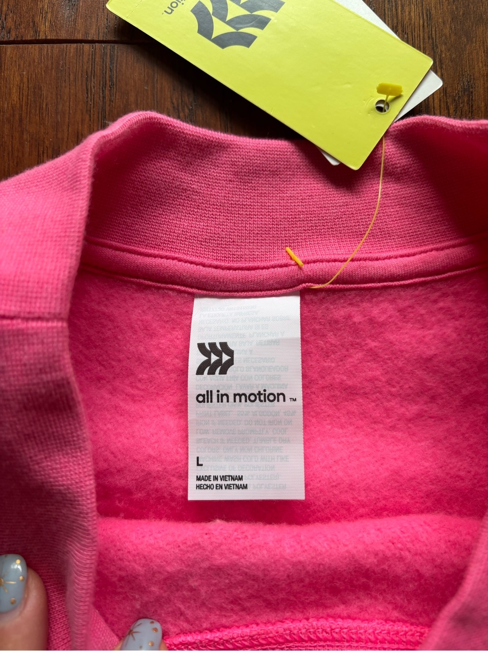 All in Motion Hot Pink Cropped Après Sport Crewneck Sweatshirt | Size L - Picture 10 of 12
